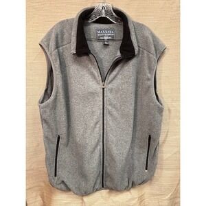 Maxxsel Mens Fleece Vest Gray Full Zip Mesh Lined Sleeveless Jacket XL